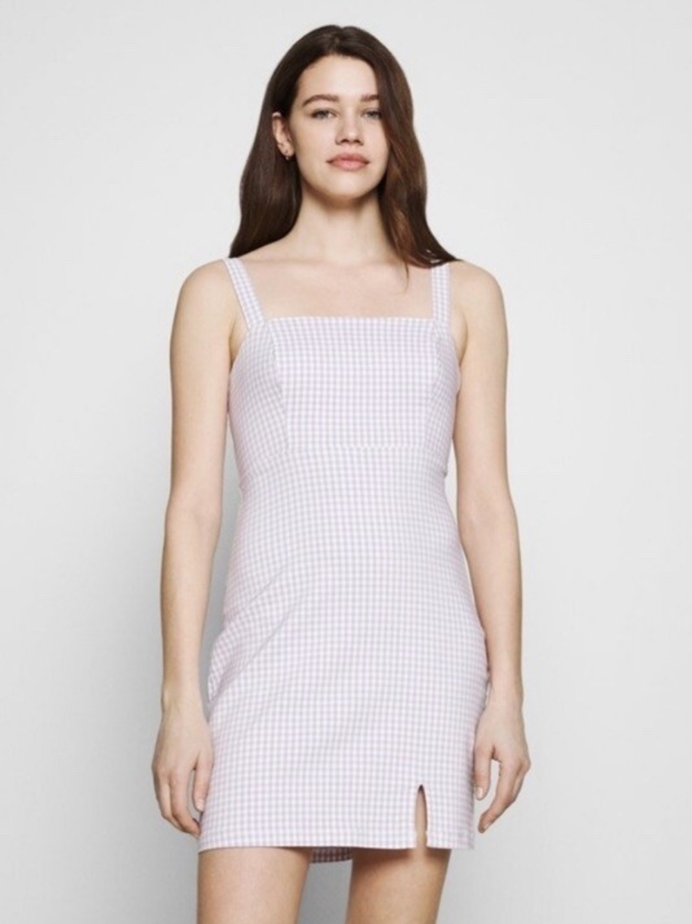Hollister Pink Gingham Square-Neck Mini Dress
